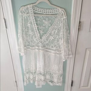 White Sheer Lace Cover-Up